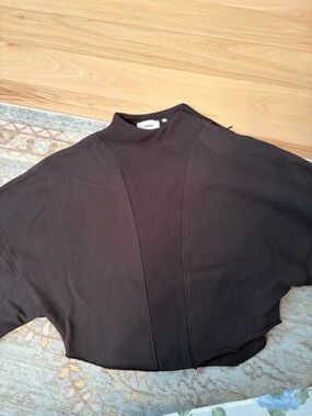 Joah Brown Black Boxy Ribbed Pullover Top